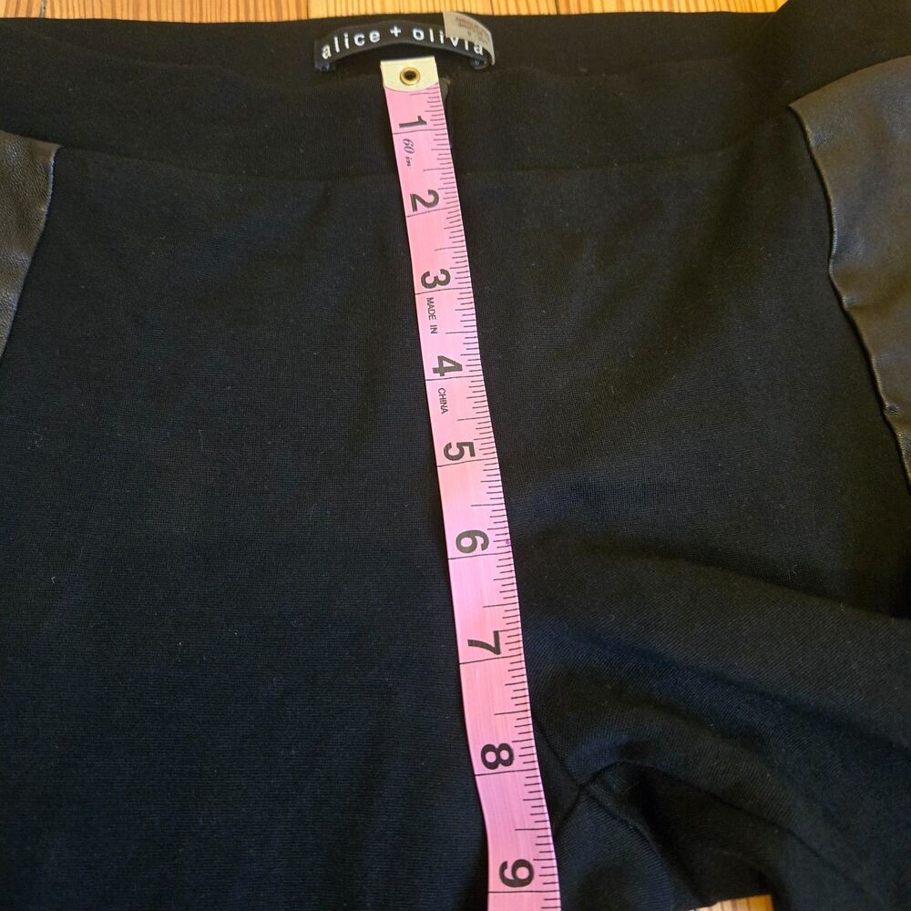 Alice + Olivia Women Leggings Skinny Pants Leather Panels Black Size 6 Moto Edgy - Picture 9 of 14